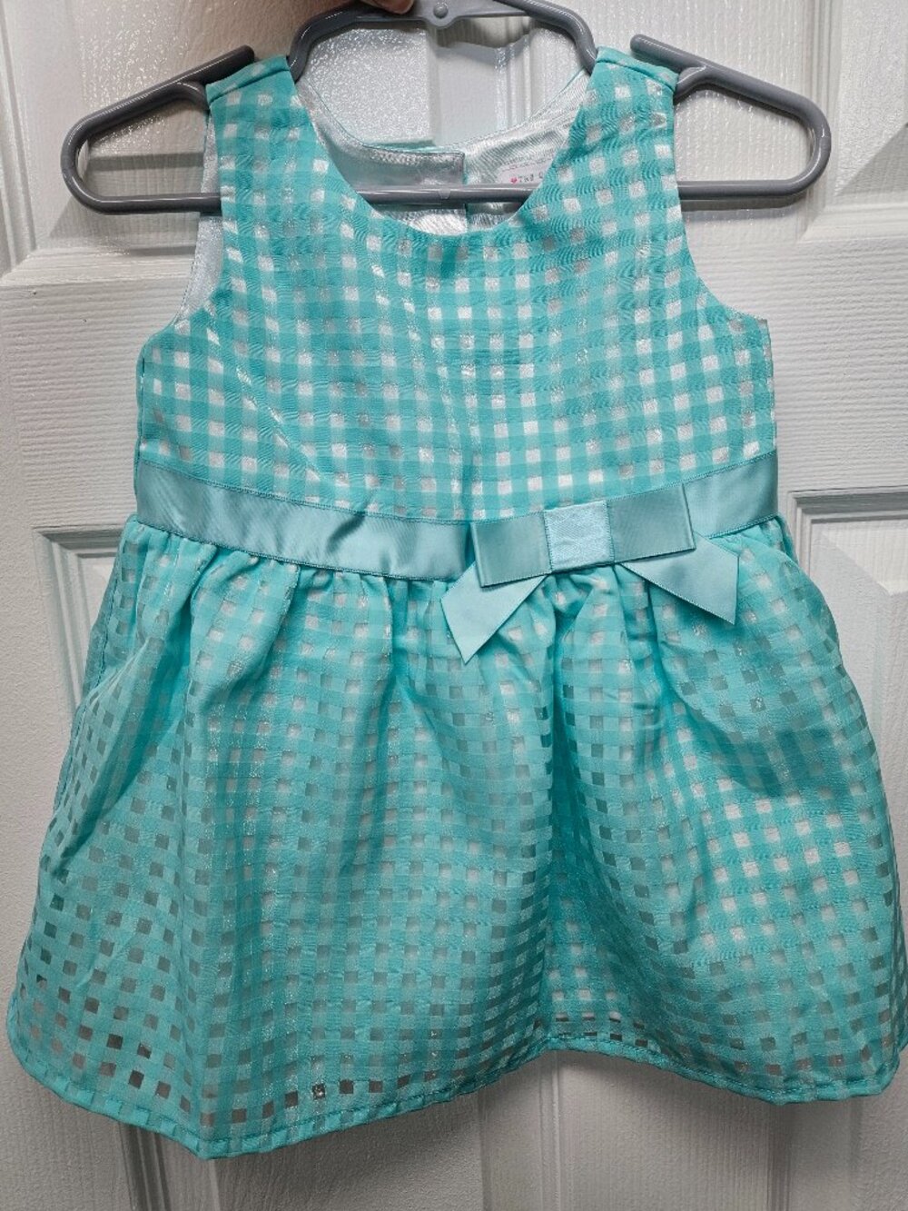 The Children's Place Turquoise Plaid Dress sz 12-18mo Like New